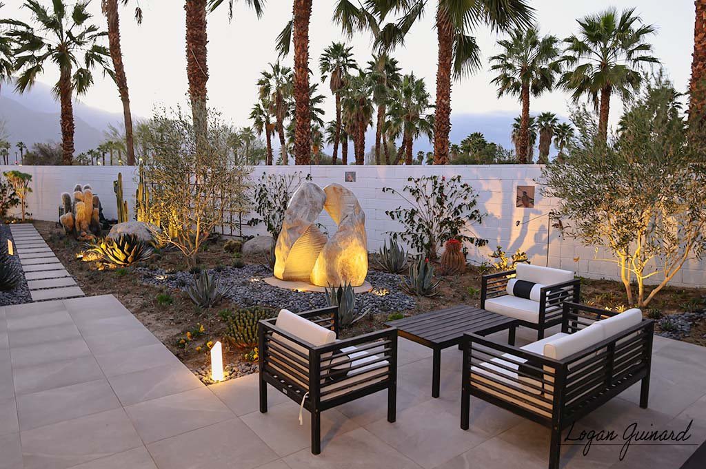 Illuminated Boulder & Patio
